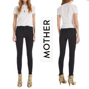 MOTHER Denim Looker Fray Hem Black Jeans 24 @O
